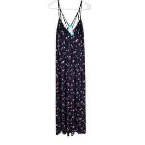 Nine Britton Stitch Fix Brushed Knit Maxi Dress Navy Floral Size Medium NWT